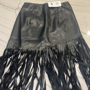 Black Asymmetrical Fringe Skirt